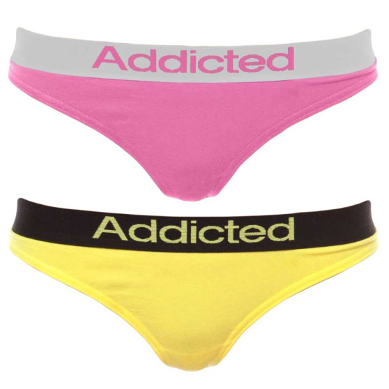 2PACK stringi damskie  różowy żółty Addicted