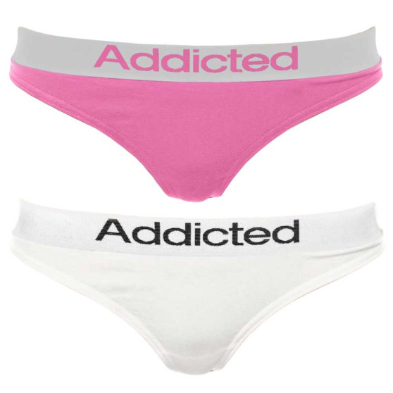 2PACK stringi damskie  biało-różowe Addicted