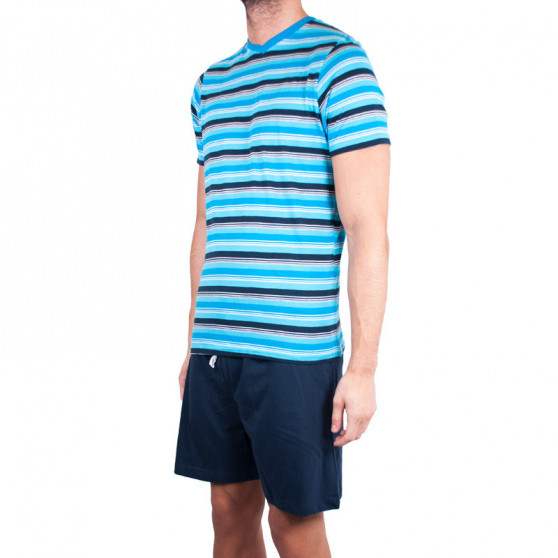 Krótka piżama męska Molvy niebieska w paski (KT-073)