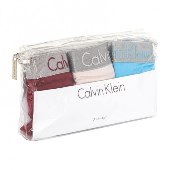3PACK stringi damskie Calvin Klein wielokolorowe (QD3590E-RJV)