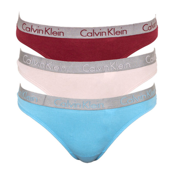 3PACK stringi damskie Calvin Klein wielokolorowe (QD3590E-RJV)