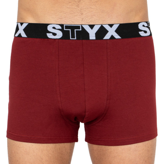 Bokserki męskie Styx sportowe elastyczne ponadwymiarowy bordowe (R1060)