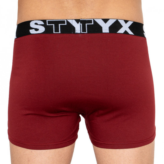 Bokserki męskie Styx sportowe elastyczne ponadwymiarowy bordowe (R1060)