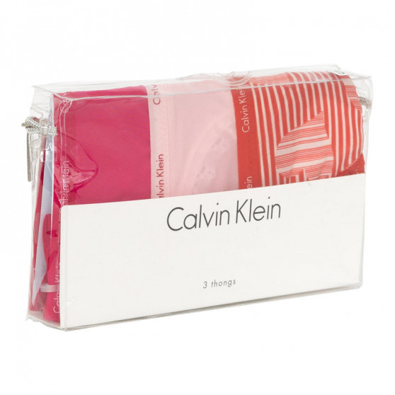 3PACK stringi damskie Calvin Klein wielokolorowe (QD3592E-QQ3)