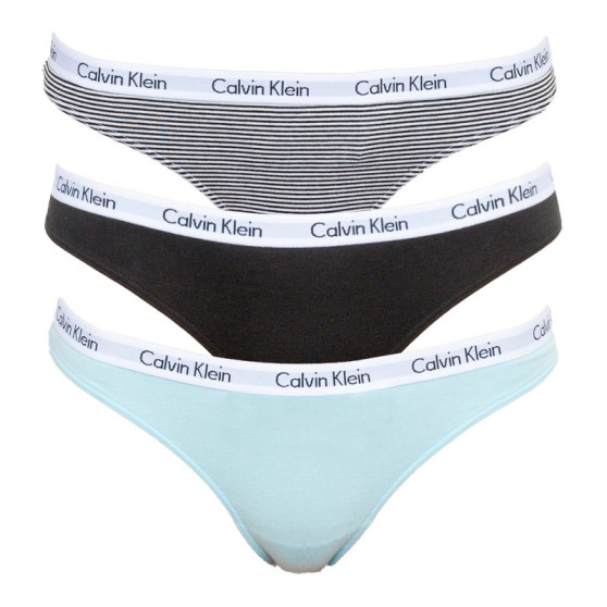 3PACK stringi damskie Calvin Klein wielokolorowe (QD3587E-QT6)