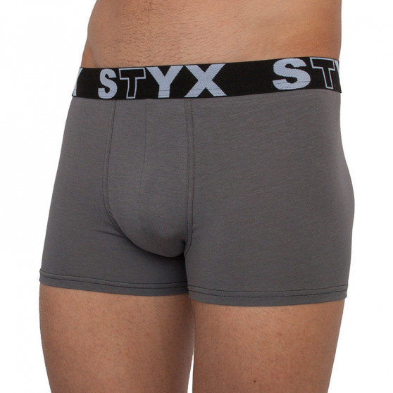 Bokserki męskie Styx sportowe elastyczne ponadwymiarowy ciemnoszare (R1063)