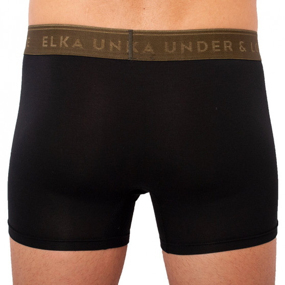 Bokserki męskie ELKA czarne z elastyczną gumką premium w kolorze khaki (PB051)