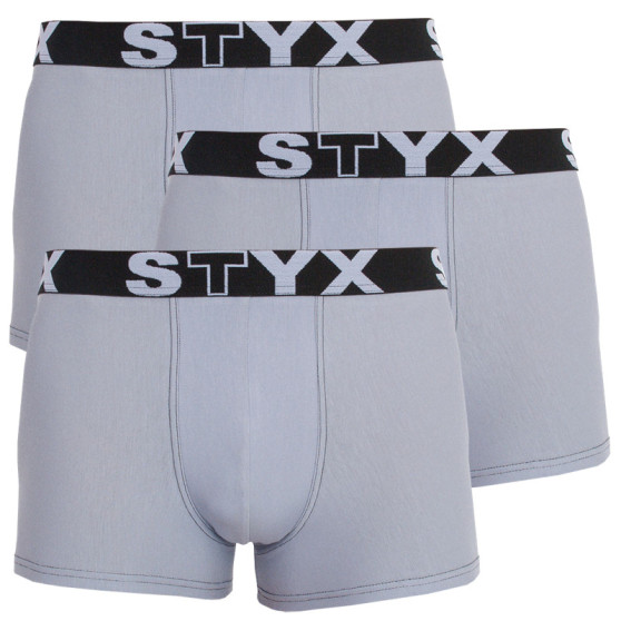 3PACK bokserki męskie Styx sportowe elastyczne oversize szare (R10676767)