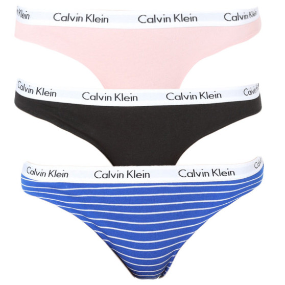 3PACK stringi damskie Calvin Klein wielokolorowe (QD3587E-JMO)