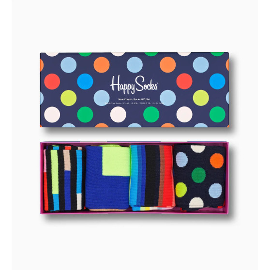 4PACK Skarpetki Happy Socks Klasyczne pudełko upominkowe (XNCG09-9300)