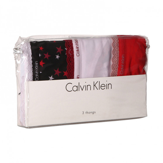 3PACK stringi damskie Calvin Klein wielokolorowe (QD3802E-W4Z)