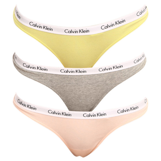 3PACK stringi damskie Calvin Klein wielokolorowe (QD3587E-13X)