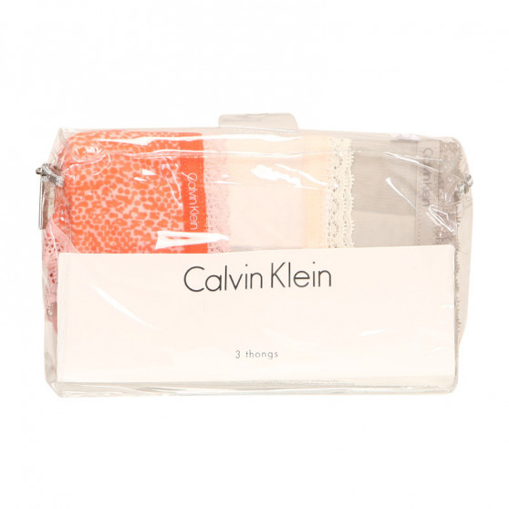 3PACK stringi damskie Calvin Klein wielokolorowe (QD3802E-13Z)