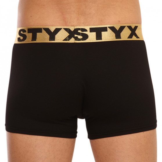 Bokserki męskie Styx / KTV sportowe elastyczne czarne - złota guma (GTZ960)