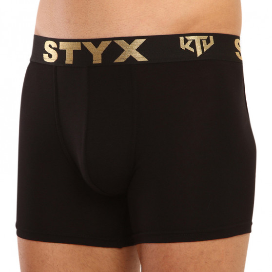 Bokserki męskie Styx / KTV długie sportowe elastyczne czarne - czarne elastyczne (UTC960)