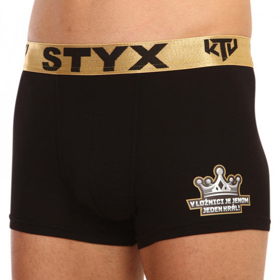 Bokserki męskie Styx / KTV sportowe elastyczne czarne - złota guma (GTZK960)