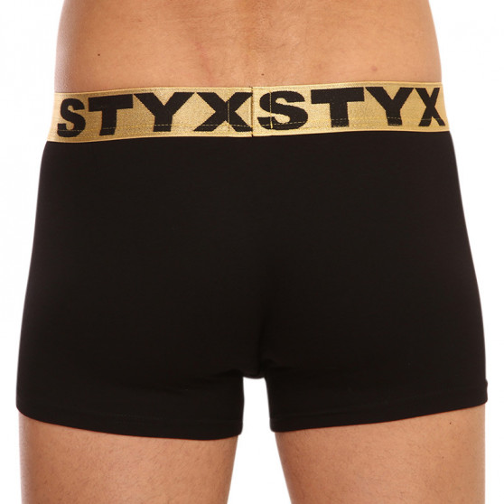 Bokserki męskie Styx / KTV sportowe elastyczne czarne - złota guma (GTZK960)
