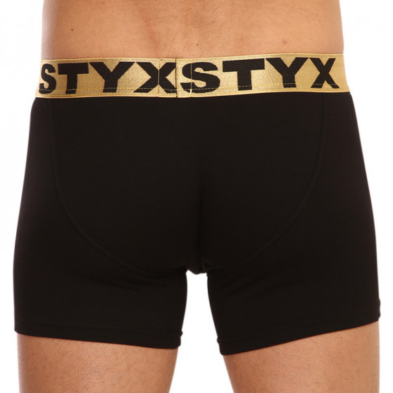 Bokserki męskie Styx / KTV długie sportowe elastyczne czarne - złota guma (UTZL960)