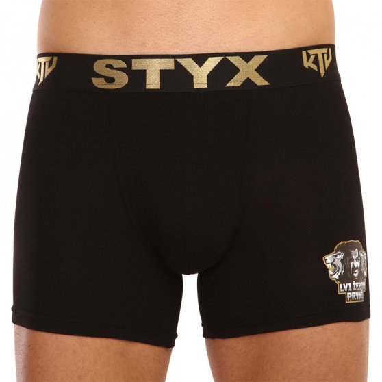 Bokserki męskie Styx / KTV długie sportowe elastyczne czarne - czarne elastyczne (UTCL960)
