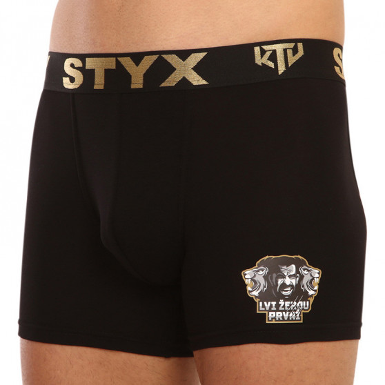 Bokserki męskie Styx / KTV długie sportowe elastyczne czarne - czarne elastyczne (UTCL960)