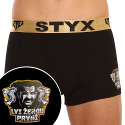 Bokserki męskie Styx / KTV sportowe elastyczne czarne - złota guma (GTZL960)