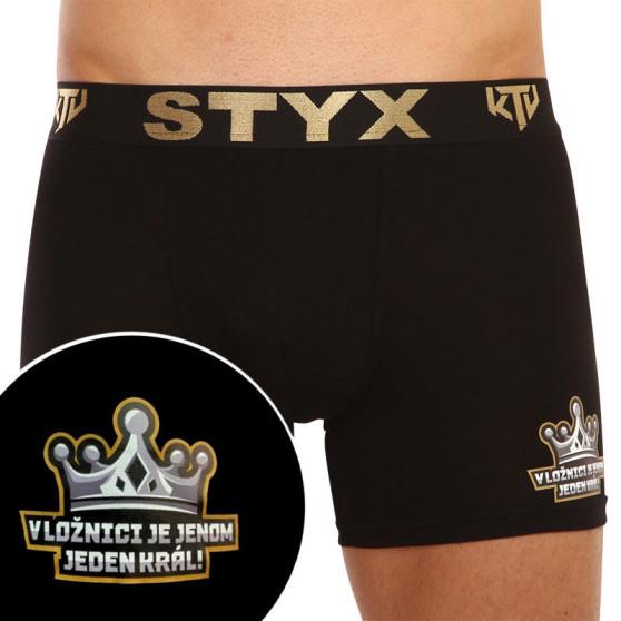 Bokserki męskie Styx / KTV długie sportowe elastyczne czarne - czarne elastyczne (UTCK960)