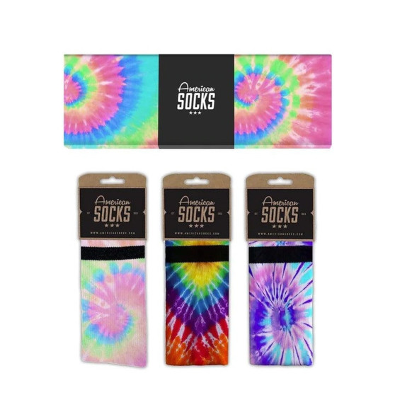 3PACK American Socks Skarpetki Tie Dye w pudełku upominkowym (ASB012)
