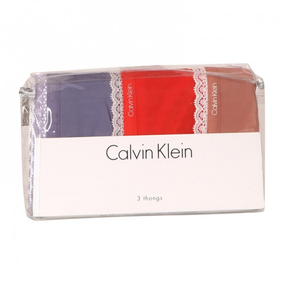 3PACK stringi damskie Calvin Klein wielokolorowe (QD3802E-147)