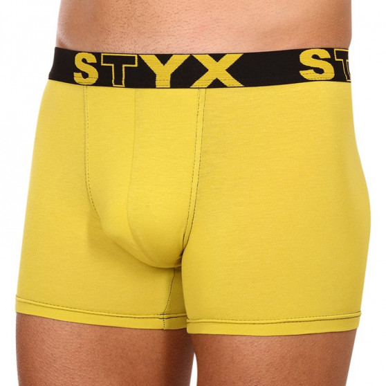 Bokserki męskie Styx długie sportowe elastyczne zielono-żółte (U1065)