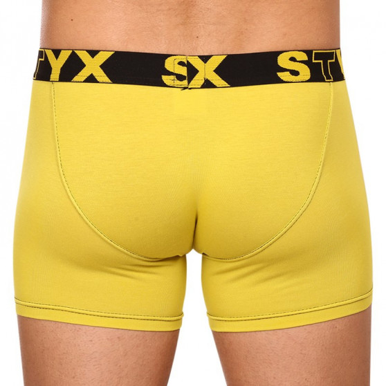 Bokserki męskie Styx długie sportowe elastyczne zielono-żółte (U1065)