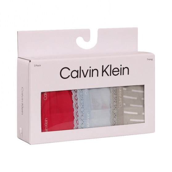 3PACK stringi damskie Calvin Klein wielokolorowe (QD3802E-6VW)
