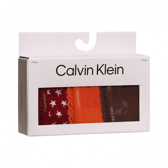 3PACK stringi damskie Calvin Klein wielokolorowe (QD3802E-65K)