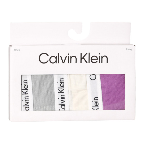 3PACK stringi damskie Calvin Klein wielokolorowe (QD3587E-CFU)