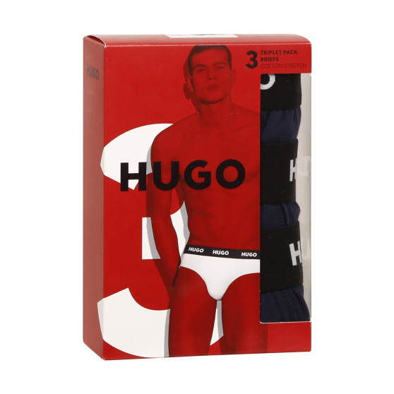3PACK slipy męskie Hugo Boss ciemnoniebieski (50469763 410)