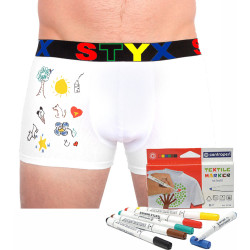 Bokserki męskie Styx guma sportowa biała + znaczniki tekstylne (GF1061)