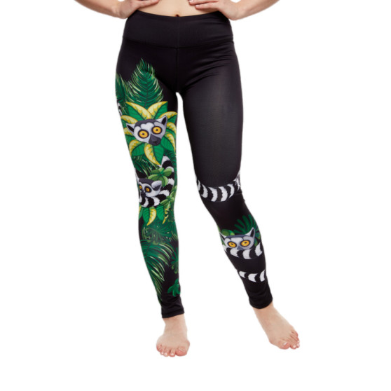 Wesołe legginsy damskie Dedoles fitness Lemur (D-W-AW-LGS-C-RP-009)