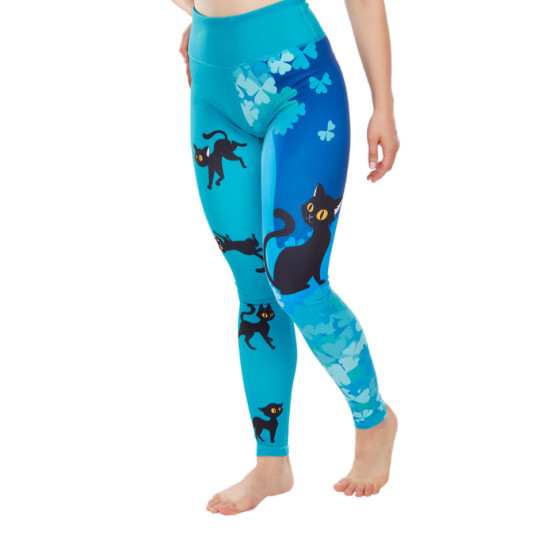 Wesołe legginsy damskie Dedoles sportowe Cat for Happiness (D-W-AW-LGS-C-C-1343)