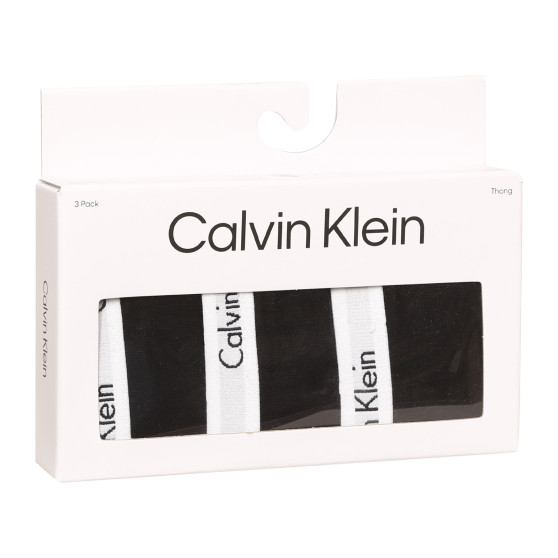 3PACK stringi damskie Calvin Klein czarny (QD3587E-001)