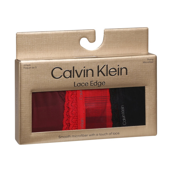 3PACK stringi damskie Calvin Klein wielokolorowe (QD5151E-I24)