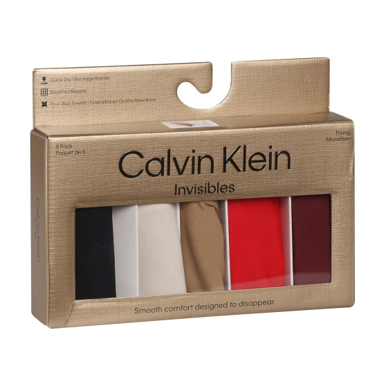 5PACK stringi damskie Calvin Klein bezszwowe wielokolorowe (QD5147E-HW1)