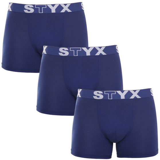 3PACK bokserki męskie Styx długie sportowe elastyczne ciemnoniebieskie (3U968)