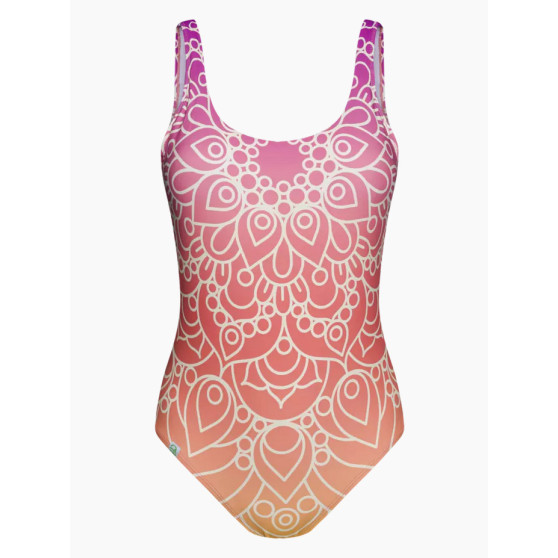 Wesoły damski jednoczęściowy strój kąpielowy Dedoles Sun Mandala (D-F-BW-SW-OPS-C-1585)