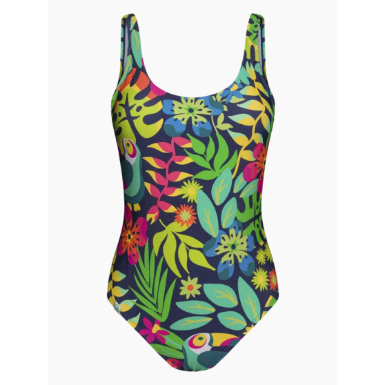 Wesoły damski jednoczęściowy strój kąpielowy Dedoles Tukan w dżungli (D-F-BW-SW-OPS-C-1587)