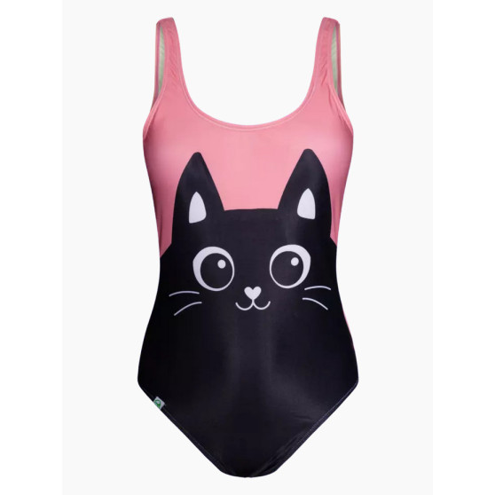 Wesoły damski jednoczęściowy strój kąpielowy Dedoles Czarny kotek (D-W-SCL-S-OPS-C-1209)