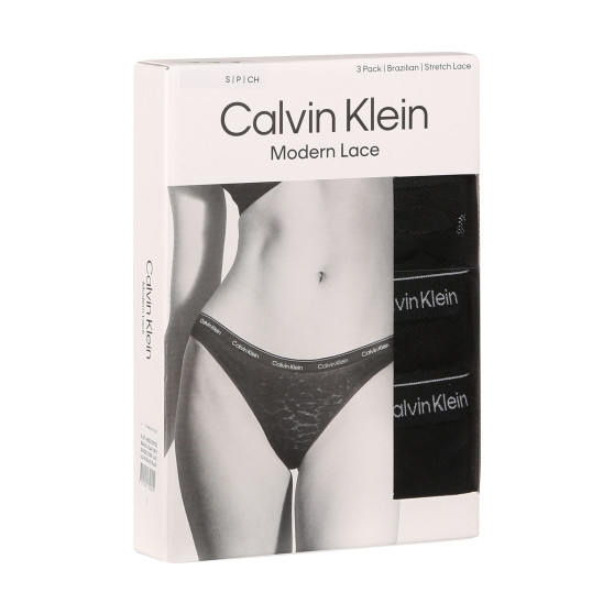 3PACK damskie figi brazylijskie Calvin Klein czarne (QD5225E-UB1)