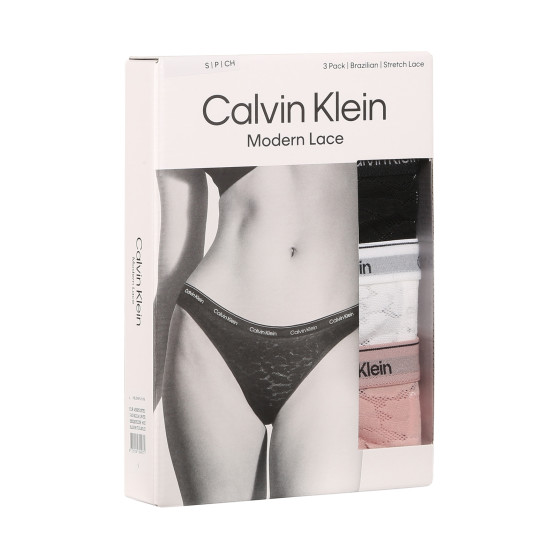 3PACK damskie figi brazylijskie Calvin Klein wielokolorowe (QD5225E-N8I)