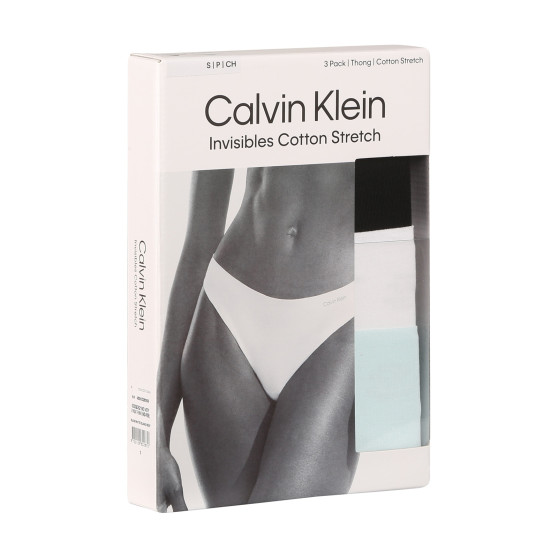 3PACK stringi damskie Calvin Klein wielokolorowe (QD5219E-NOY)