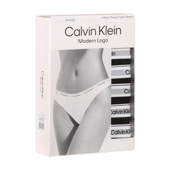 5PACK stringi damskie Calvin Klein czarny (QD5221E-UB1)