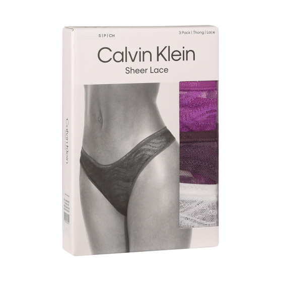 3PACK stringi damskie Calvin Klein wielokolorowe (QD5216E-NOW)