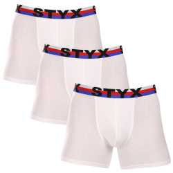 3PACK bokserki męskie Styx długie sportowe elastyczne białe trójkolorowe (3U2061)
